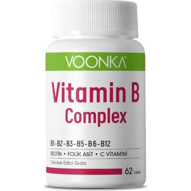 Voonka - Vitamin B Complex 62 Tablet 8680807008434 | Fiyatı Özellikleri ve Faydaları